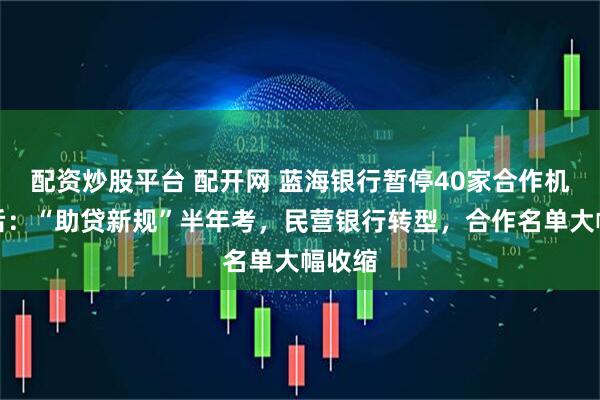 配资炒股平台 配开网 蓝海银行暂停40家合作机构背后:“助贷新规”半年考,民营银行转型,合作名单大幅收缩